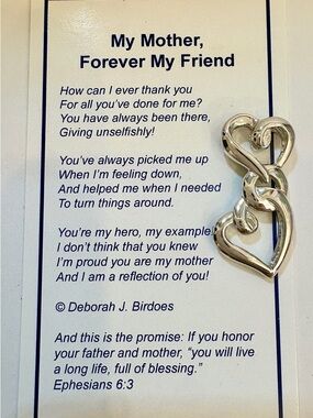 💖 Sterling Silver 925 “My Mother, Forever My Friend” Heart Pendant Reversible